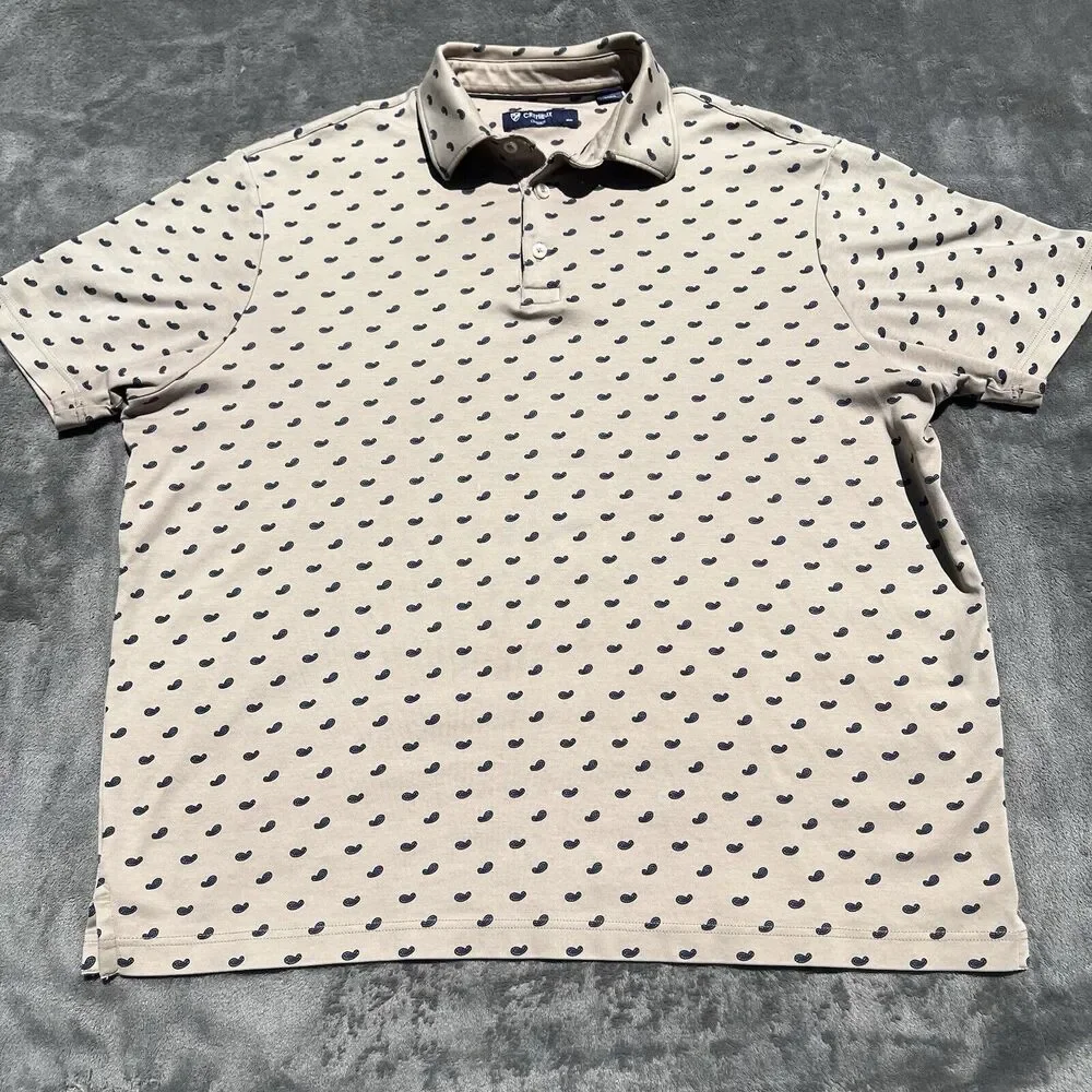 Cremieux Classics Mens Polo Shirt Size‎ L Khaki Geo Print